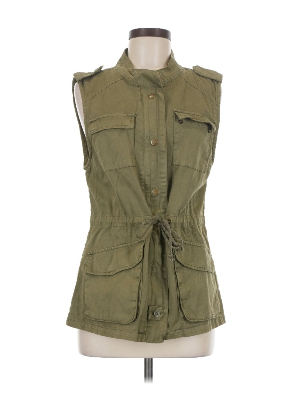 Per Se casual vest in olive green